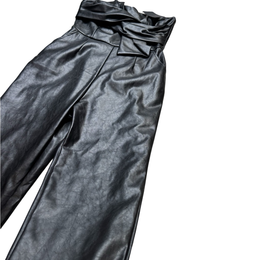 Kendall + Kylie Black Faux Leather Strapless Front Tie Jumpsuit Small Nwt — image 3 of 7